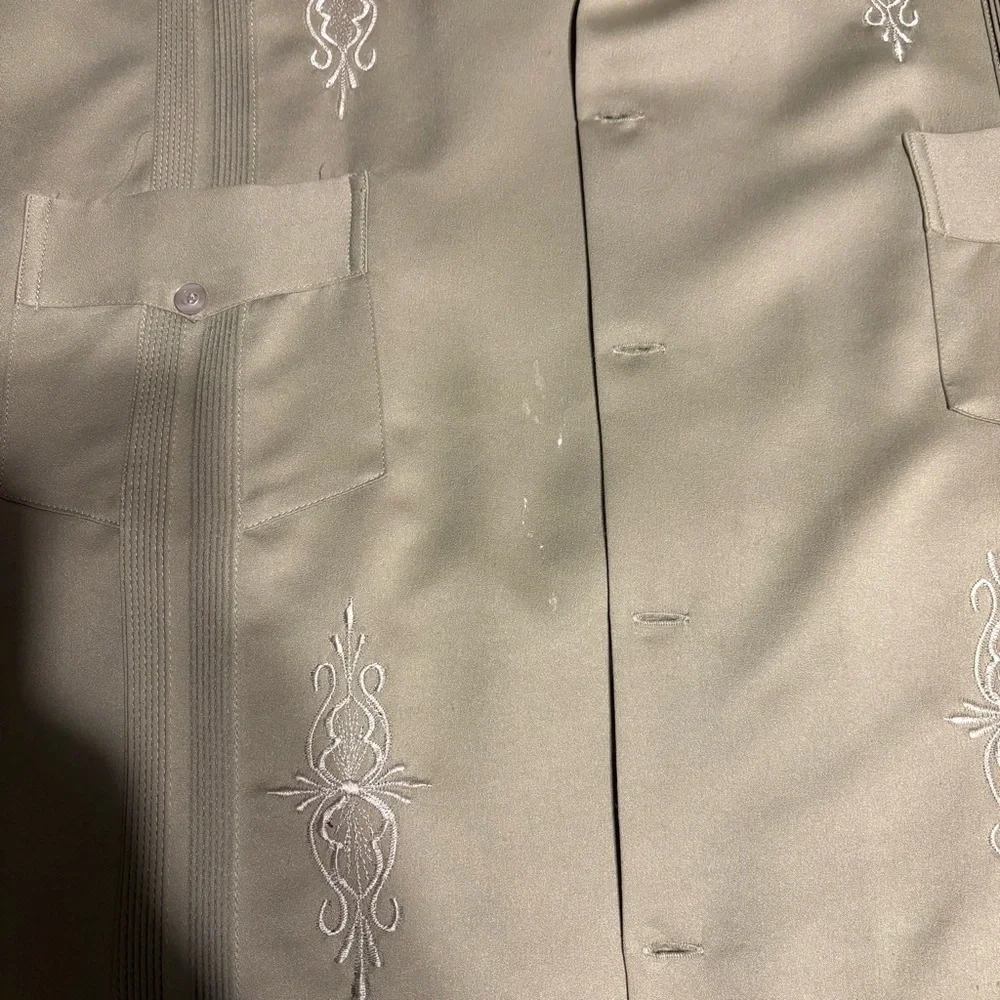 COPACABANA GUAYABERA-Men's Tan Embroidered Short Sleeve Shirt SZ 2X - Picture 8 of 8